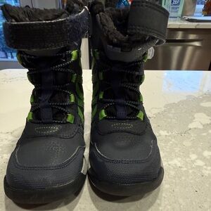 Merrell Kids Navy Boots with Green Accents